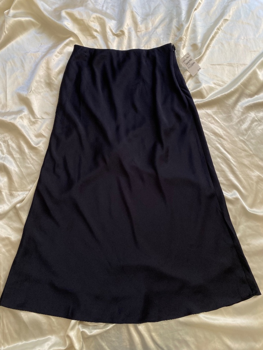 NWT Nordstrom Halogen Baritone Blue Navy Satin Maxi Slip Skirt Small Minimalist